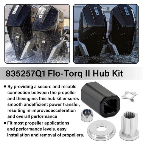 Flo Torq II Hub Kit Replacement For Mercruiser Alpha One Bravo One Mercury Mariner Outboard Motors 60 To 300 HP 15 Spline Propeller Installation Parts OEM Replacement 835257K1 Durable Marine Grade Easy Install Plug And Play
