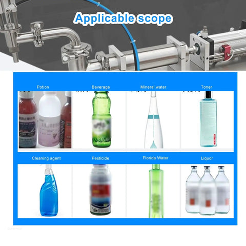 Image showing various liquid containers used with Built Tough Automatic Bottle Filler Slick Liquid Dispensing Machine.