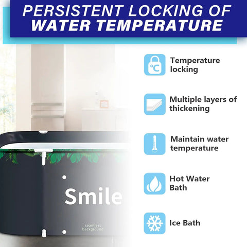 Foldable Portable Bathtub For Small Bathrooms And Shower Stalls Eco Friendly Soaking Tub With Thermal Foam Keeps Water Warm features