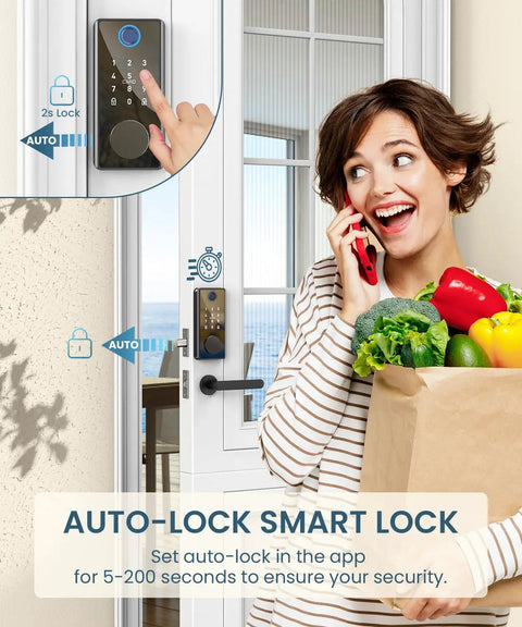 Keyless Entry Smart Deadbolt Lock Featuring Fingerprint Touchscreen And Smartphone App Control For Quick Home Or Office Security No Sweat Install Super Solid Build Quality