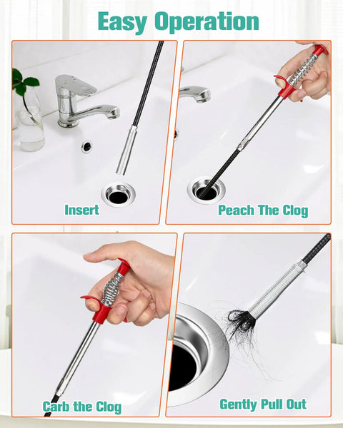 25 Inch Drain Clog Remover 7 Pack Takes The Headache Out Of Clogged Pipes Features Bendable Hair Snake Hooks For Sink Use.
