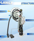 Electric Fuel Pump Module Assembly With Sending Unit For 1998-2000 Ford Crown Victoria, Lincoln Town Car, Mercury Grand Marquis V8 4.6L Replacement E2272S Compatible In Tank Fuel Pump Kit For Smooth Starts And Reliable Fuel Delivery showing components labeled.