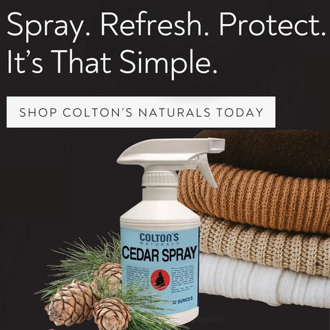 Cedar Wood Spray With Lavender Extract Non Chemical Wood Protection Cedar Scent Bottle with pinecones and folded sweaters