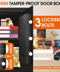Large 3.4 Cu Ft Home Safe With Fire And Water Proof, Electronic Keypad, Spare Key, Floor Safe With Removable Shelf interior view