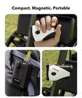 Golf Rangefinder With Slope Switch And Magnetic Mount For Easy Yard Reads, 1200 Yard Range, in hand and clipped to bag.