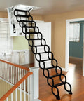 Electric Attic Ladder With Remote Control Pull Down Loft Stairs And Heavy Duty Carbon Steel Retractable Ceiling Staircase in home.
