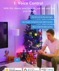 Person controlling Smart WiFi LED Light Bulbs 2 Pack, Dimmable RGBWW 2700K to 6500K, 810 Lumens, 60W Equiv, E26 with voice assistant