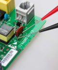 Four Pack 0.7mm Test Probe Pins With Non Destructive Insulation Piercing Needles, Stainless Steel Back Probe Pins in use on circuit board