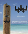 Outdoor Shower Kit With 3 Inch Center Faucet System, Exposed Shower With Two Handles, Matte Black, Brass Mix Valve on beach