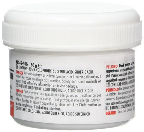 Rosin Flux Paste 8342 RA Amber For Electronics Repairs And Soldering DIY Ready 50 g jar with safety label and lid