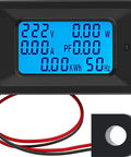 Power Monitor Meter For 110-250V AC 100A Digital Multimeter With Split Current Transformer and blue digital display