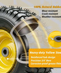 Nuphtun 15x6.00-6 Lawn Mower Tire And Wheel Assembly With Yellow Hubs, Perfect Pre-Mounted Upgrade Kit For Easy Push Mowers Featuring Iron Bushings And Secure Bearings, yellow steel hub and 3/4 inch bore