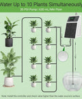 Image of Solar Powered Drip Irrigation System With USB C Dual Power No Fuss DIY Watering Kit For 10 Potted Plants setup.