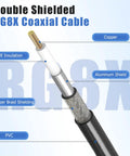 RG8X Coax Jumper Cable 6ft UHF Male to Male Low Loss 50 Ohm CB Antenna Cable for Ham Radio Rig with double shielding