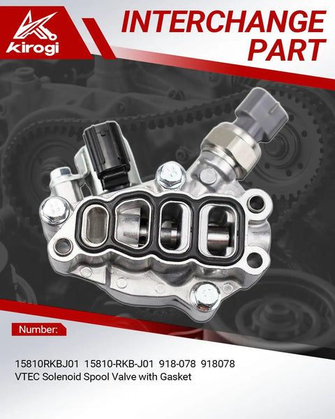 VTEC Solenoid Spool Valve With Gasket Direct Replacement For Honda Accord Hybrid Odyssey 2005-2007 And Pilot 2006-2008 No Mods Needed Direct Fit Ready To Install OE 15810-RKB-J01