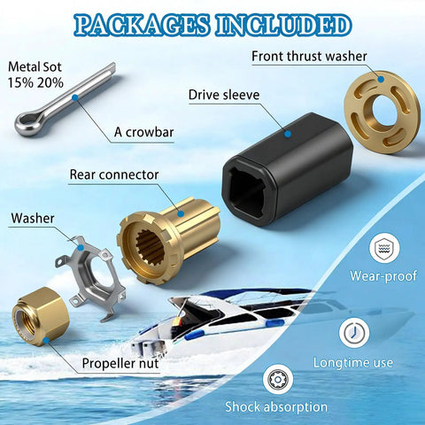 Flo Torq II Hub Kit Replacement For Mercury Outboard Motors 60 300 HP Compatible With Mercruiser Alpha One And Bravo One Drives