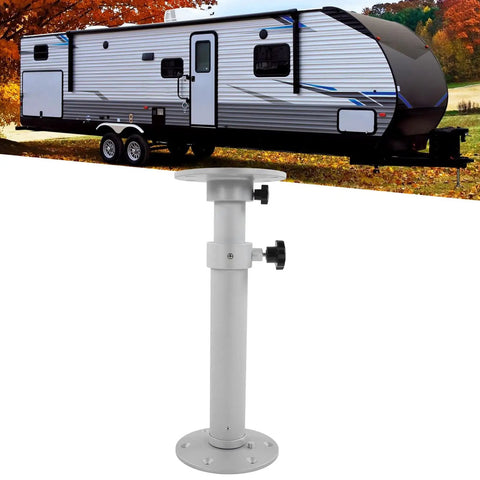 Adjustable Aluminum Table Leg With Telescoping Height From 445 To 685 mm Removable Base in front of RV
