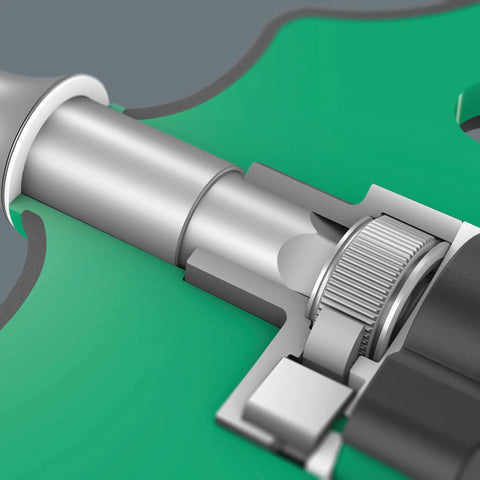Close-up of 416 RA T Handle Bitholding Screwdriver With Ratchet Function And Rapidaptor Quick Release Chuck mechanism