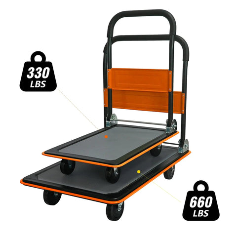 Smooth Rolling Heavy Duty Hauler Boasting 330 Pound Capacity And 360 Swivel Silent Wheels Makes Moving Gear A Breeze Grab This Solid Orange Platform Dolly With Two Layers.