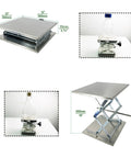 Lab Workhorse Jack Lift Scissor Table in Stainless Steel 12x12 Platform Adjustable Height Up To 18 Inches