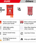 Comparison chart of Secur Captain fire blanket vs. others highlighting flame retardant straps, high-quality fiberglass material.