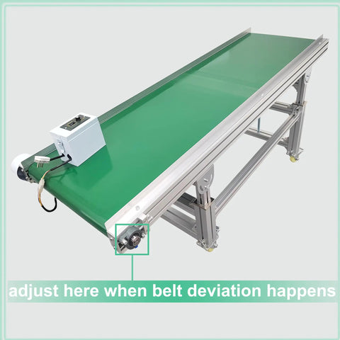 Beefy Aluminum PVC Belt Incline Conveyor With Adjustable Speed And Height For Industrial Transport, shown with green PVC belt