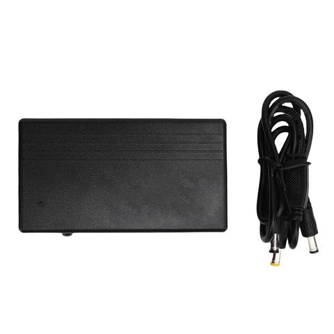 Solid 7800mAh UPS Power Supply for Router and Modem Backups, black power adapter with connection cable.