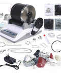 Electric Rock Tumbler Kit with Polisher, accessories, and raw stones for polishing at home.