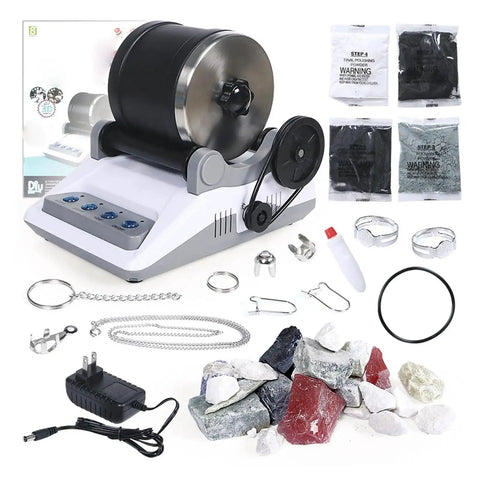 Electric Rock Tumbler Kit With Polisher For Kids And Adults, Easy To Use Grinder with accessories and rough stones