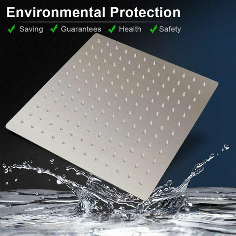 12 Inch Square Rain Showerhead With 11 Inch Adjustable Extension Arm Ultra Thin High Pressure Stainless Steel Shower Head Brushed Nickel Finish