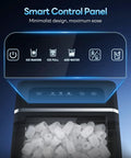 Smart control panel of Top Tier Countertop Ice Maker Chilling Drinks On The Fly With Dual Size Bullet Ice Producing Over Twenty Six Pounds Daily.