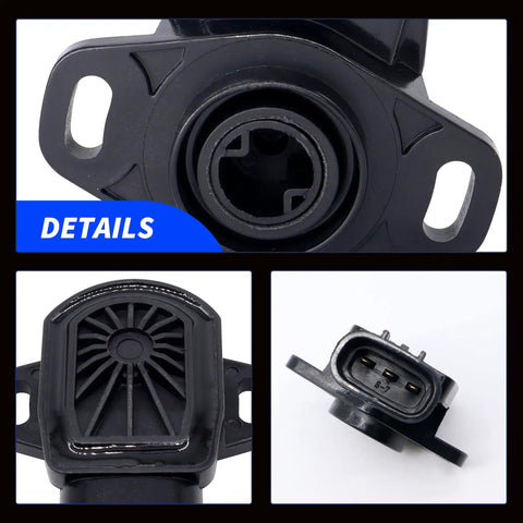 Throttle Position Sensor TPS 3131705 3140173 For Polaris Vehicles OE Replacement Fits Ranger 2006 2013, Ranger Crew 2011 2015, RZR 2012 2016, Sportsman 570 ACE Quad UTV close-up, 3-pin connector