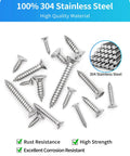 Assorted Hardcore 304 Stainless Steel screws, Phillips Flat Head, corrosion resistant, for wood and sheet metal, sizes from 3/8 to 2 inches.