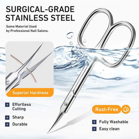 Pro Grade Extra Fine Cuticle Scissors With Curved Blade For Nails And Eyebrows On Point Precision Grooming Kit For Manicure Pedicure