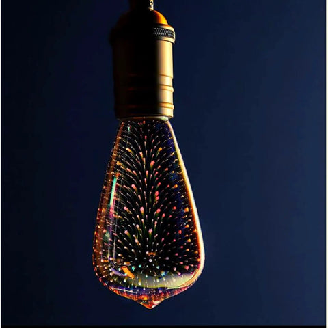 Infinity 3D Fireworks Multicolor LED Bulb for Party Vibes Prism ST19 Style LED Bulb ST19 Prism LED 1 Count Vintage Shape Firework Burst Lighting Perfect For Bedrooms Patios And Festive Gatherings