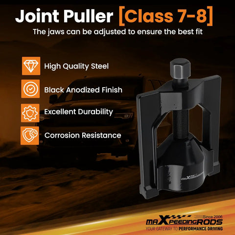 Beefed Up Heavy Duty Truck U Joint Puller Set with high-quality steel and black anodized finish for Class 6 8 trucks.