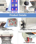 Industrial Parts Rotary Spray Washer Cabinet Beast Mode Grimebusting Powerhouse features control panel, cleaning basket, and universal wheels.
