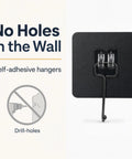 Heavy Duty Black Adhesive Wall Hooks Peel And Stick Hangers No Mess Quick Install For Entryway, showing self-adhesive design with no drill holes.