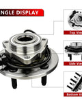 Pair Front Wheel Hub Bearing Assembly For Dodge Ram 1500 2002 2003 2004 2005, 5 Lug, 4 Wheel ABS Replacement Kit, multiple views