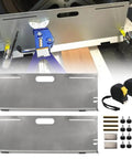 Stainless Steel Wheel Alignment Tool Plates 2 Pack With Tape Measures Magnetic Slots And Hanging Holes For Easy Storage Pro Grade Universal Toe Alignment Tool For Cars Trucks SUVs And All Vehicles, showing components and installation