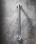 Heavy Duty Stainless Steel Bathroom Safety Grab Bar With A Tight No Slip Grip For Shower Or Tub Ada Compliant Beefy Handrail Support For Seniors Fly Brushed Finish Eighteen Inch Rig mounted on textured wall.
