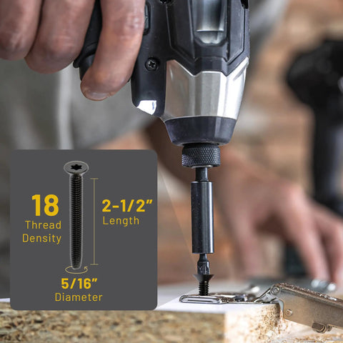 Workhorse 5/16 X 2-1/2 Inch Flat Head Trailer Deck Screws With Self Tapping Threads in use with a power tool.