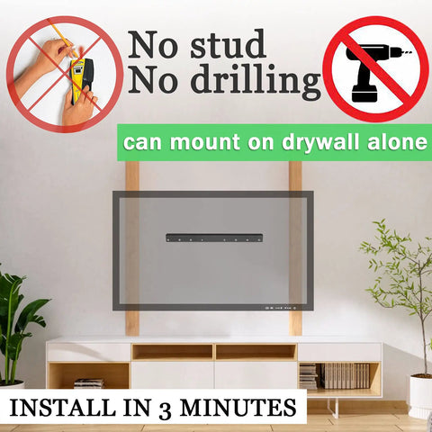 No Sweat No Drill Drywall TV Mount Fits 13 To 55 Inch Screens Holds Up To 99 Pounds Vesa Compatible with drywall installation guide.