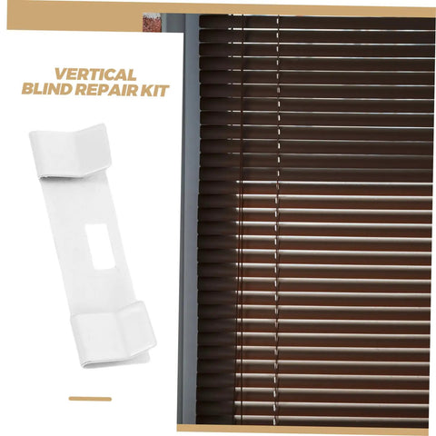 Vertical Blind Repair Blades Kit 10 Pcs for Quick Fix and Slat Replacement Clips shown with installed blind on window