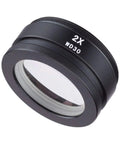 2.0x Barlow Lens for Stereo Zoom Microscope Doubles Magnification, Auxiliary Lens With 48mm Mounting, Increases Detail, Depth of Field, and Clear Close Ups for Lab, Classroom, and Hobby Microscope Work. Black 2x WD30 lens with glass front