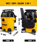 Beast Power 12 Gallon Wet Dry Shop Vacuum With 5.5 HP Motor for workshop and jobsite, front and back view, large capacity