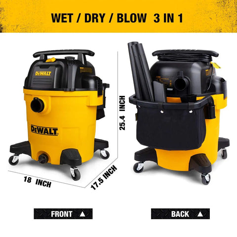 Beast Power 12 Gallon Wet Dry Shop Vacuum With 5.5 HP Motor for workshop and jobsite, front and back view, large capacity