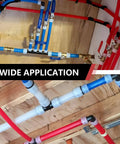 Installed PEX-A piping system with One Half Inch F1960 Expansion Rings Sleeves For Pex A Piping System Pack Of 100 EXP RING005.