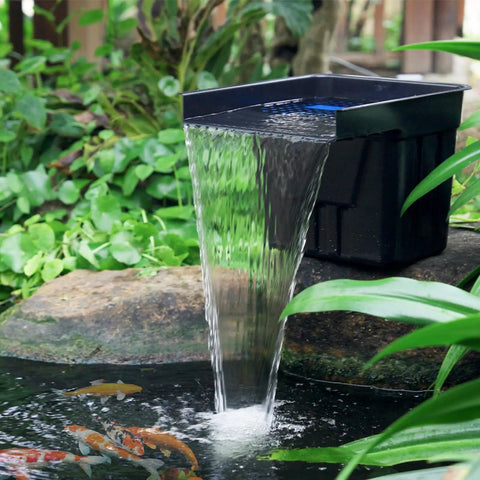Pond Waterfall Spillway Kit With 1200GPH Pump, 10 Ft Corrugated Tubing, Filter Media, And Spillway For Outdoor Pondless Waterfall