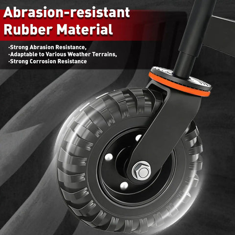 Hella Sturdy 8 Inch Gate Wheel To Fix Sagging Wood And Metal Fences With 600 Lb Swivel Capacity That Keeps Your Backyard Gate Rolling Smooth Without Breaking Hinges Or Losing Your Cool, showing rubber tire and swivel caster.